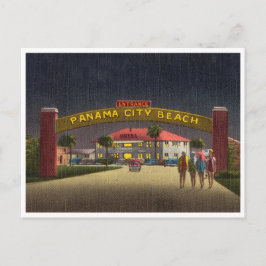 Vintage Panama City Beach, Florida, nattscenen Vykort