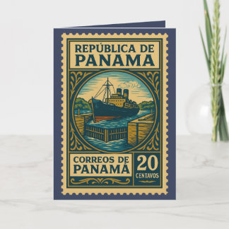 Vintage Panama Postage Stamp Kort