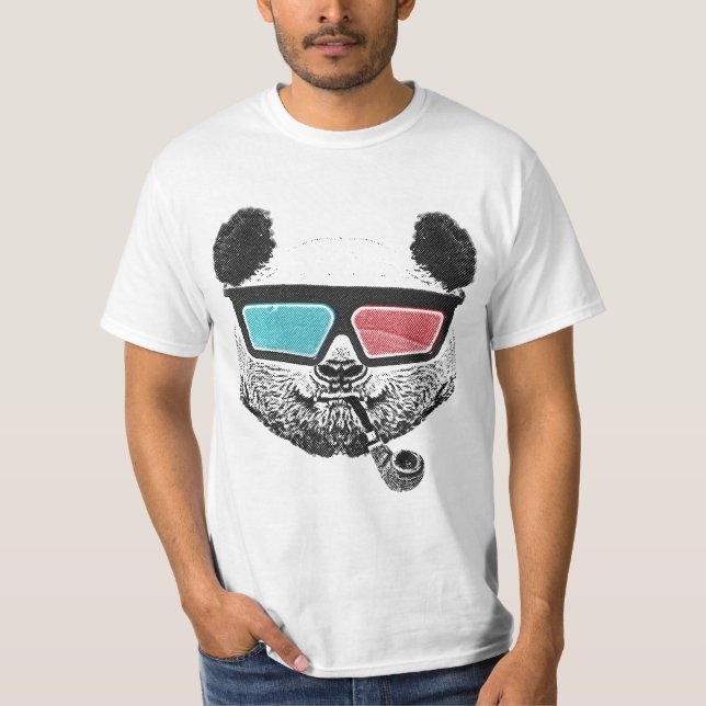 Vintage panda 3-D-glas Tee (Framsida)