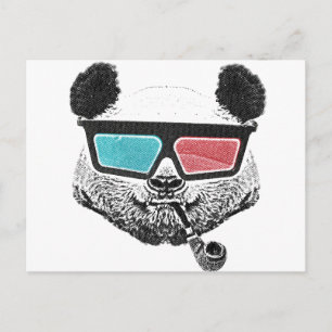 Vintage panda 3-D-glas Vykort