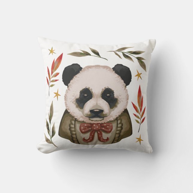 Vintage Panda Charm Kudde (Framsida)