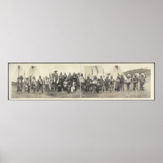 Vintage Panoramfotografi av Native American Poster