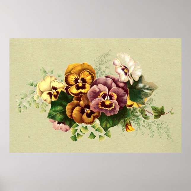 Vintage Pansies Bouquet Poster (Framsidan)