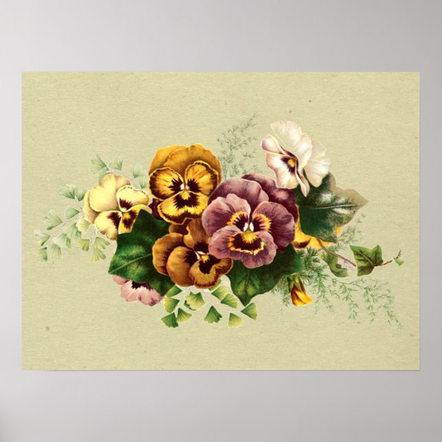 Vintage Pansies Payed Bouquet Poster (Framsidan)