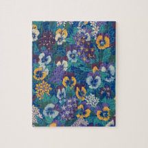Vintage Pansy Blommönster | Blå Stugträdgård