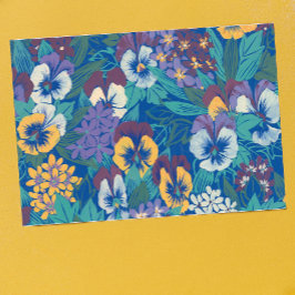 Vintage Pansy Blommönster | Blå Stugträdgård Vykort