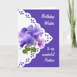 Vintage Pansy Flower Partner-födelsedagskort Kort