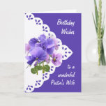 Vintage Pansy Flower Pastor's Wife Birthday Card Kort<br><div class="desc">Vintage Pansy Flower för din pastors fru    BirthdayMå du bli utduschad med Guds kärlek och glädje på din speciella dag och varje dag</div>