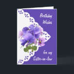 Vintage Pansy Flower Sister in law Birthday Card Kort<br><div class="desc">Vintage Pansy Flower för din svärmakare</div>