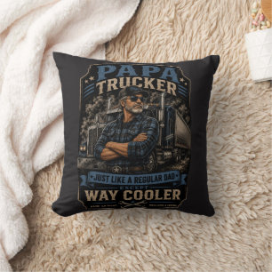 Vintage Papa Trucker Shirt   Cool Truck Driver Pap Kudde