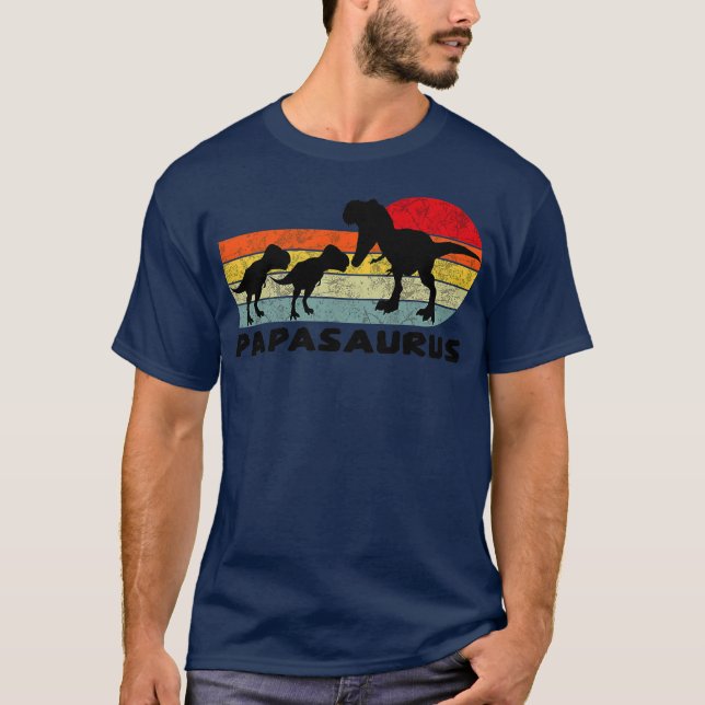 Vintage Papasaurus t Rex Dinosaur Family Matching Shirt (Framsida)