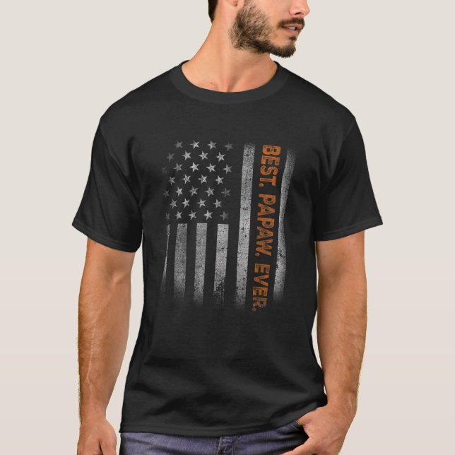 Vintage Papaw American Flagga's Day for Grand T Shirt (Framsida)