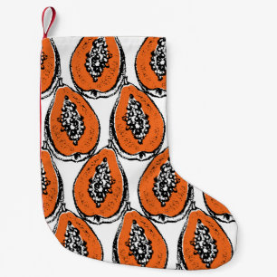 Vintage Papaya Charcol Teckning Mönster. Liten Julstrumpa