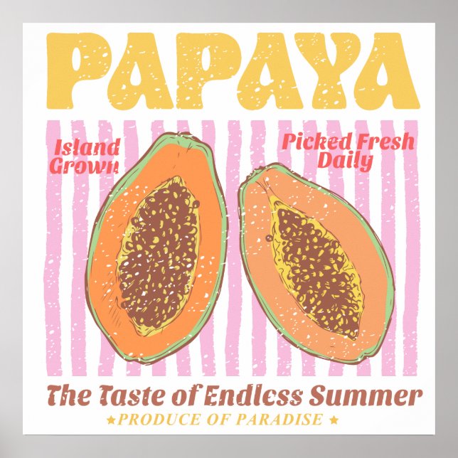 Vintage Papaya Sommar Poster (Framsidan)