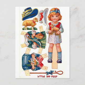 Vintage Paperdoll Little Bo Peep Postcard Vykort