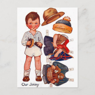 Vintage Paperdoll Little Boy Jimmy Postcard Vykort