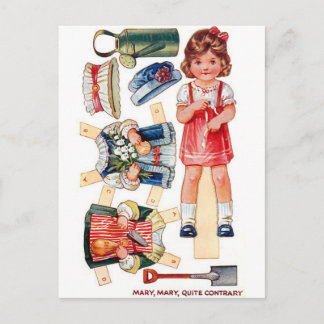 Vintage Paperdoll Mary, Mary ganska motsatt kort