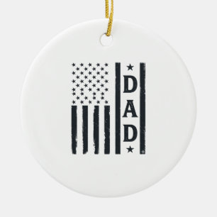 Vintage Pappa Amerikansk Flagga Vektor Design_1 Julgransprydnad Keramik