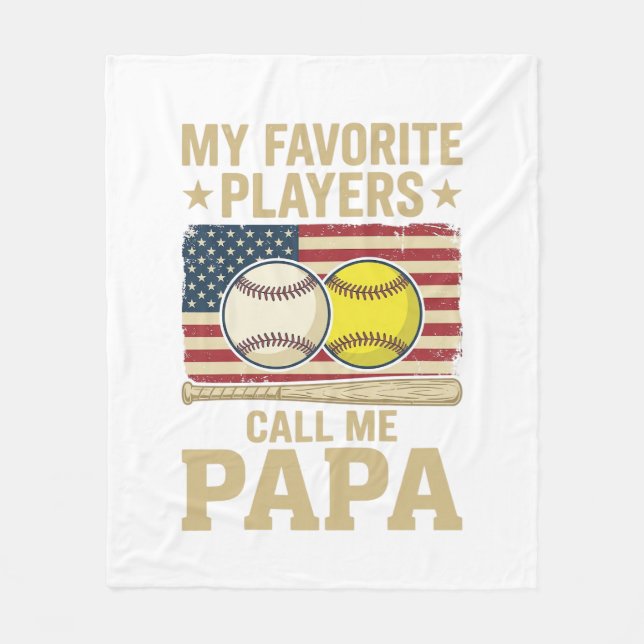 Vintage Pappa Baseball Softboll Spelare Tröja Desi Fleecefilt (Framsidan)
