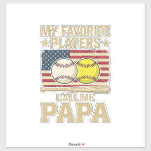 Vintage Pappa Baseball Softboll Spelare Tröja Desi Klistermärken