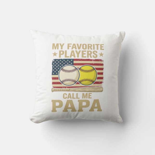 Vintage Pappa Baseball Softboll Spelare Tröja Desi Kudde (Framsida)