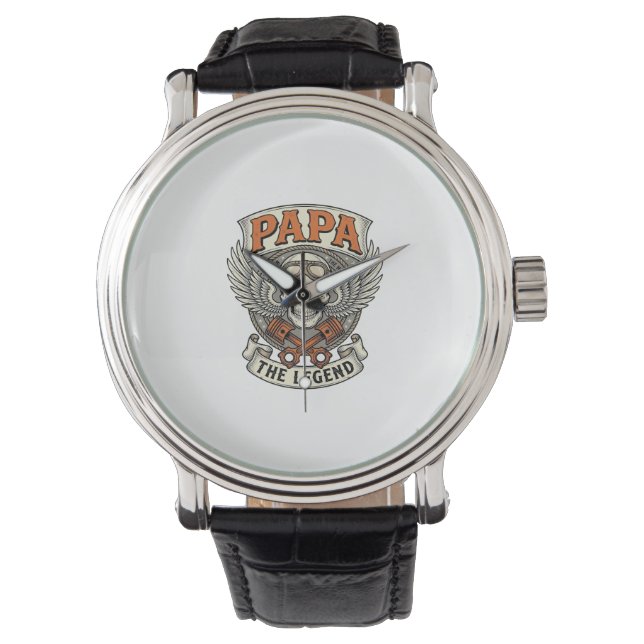 Vintage Pappa Biker Skalle Legend Armbandsur (Framsida)