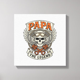 Vintage Pappa Biker Skalle Legend Canvastryck