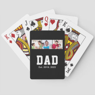 Vintage Pappa Established Present Text 3 Foto Casinokort