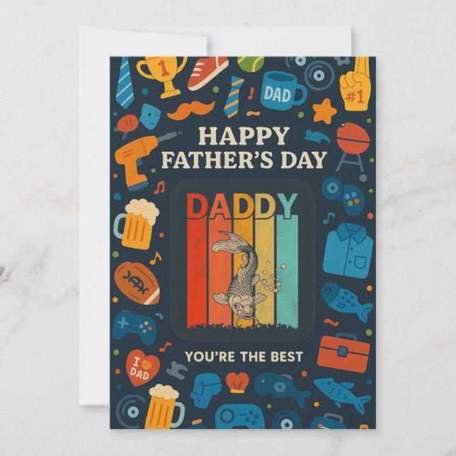 Vintage pappa Fiskar dig bästa Fars dag Inbjudningar (Framsida)