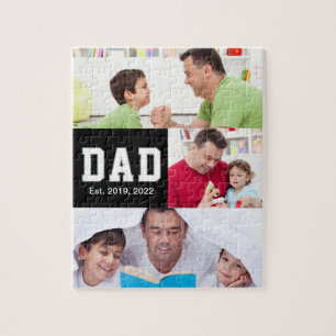 Vintage Pappa Grundad Gåva Text 3 Foto Pussel
