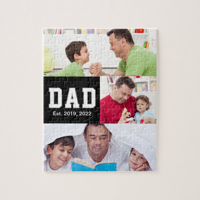 Vintage Pappa Grundad Gåva Text 3 Foto  Pussel (Vertikal)