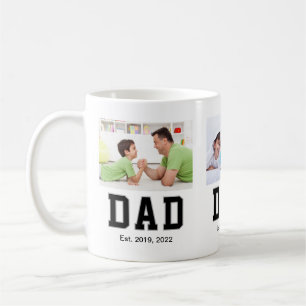 Vintage Pappa Grundad Svart Text 3 Foto Kaffemugg