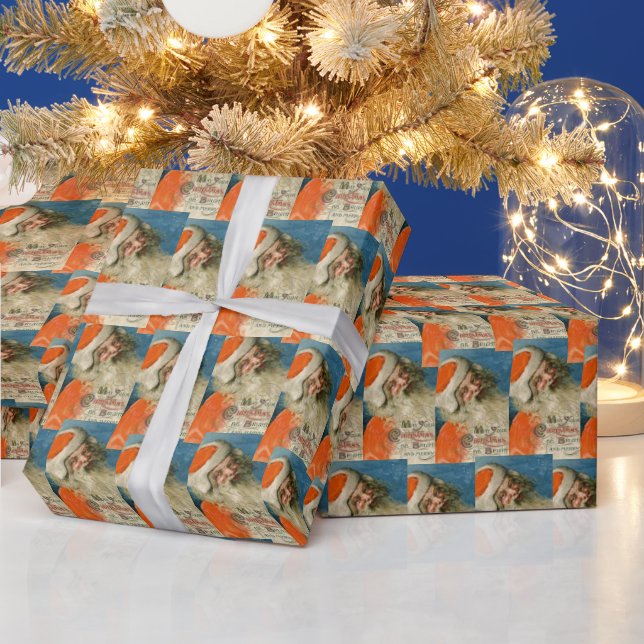 Vintage Pappa jul Blue Collage Ephemera Presentpapper (Helgdagar)