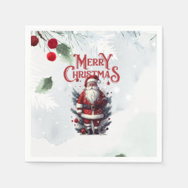 Vintage Pappa jul Jultomten Helgdag Pappersservett