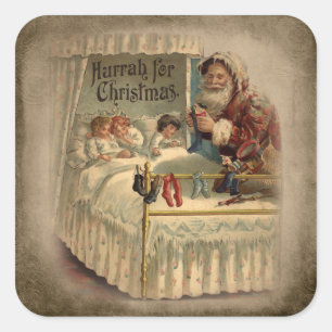 Vintage Pappa jul med sömnbarn Fyrkantigt Klistermärke