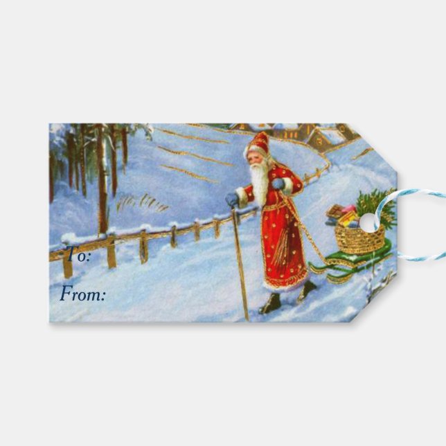Vintage Pappa jul Presentetikett (Framsidan (Horisontell))