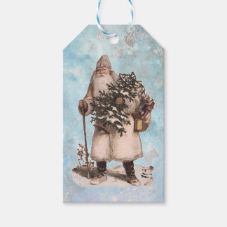 Vintage Pappa jul Santa Silver Snö, som sjunker un Presentetikett