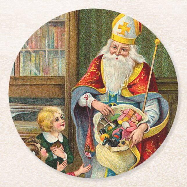 Vintage Pappa jul Underlägg Papper Rund (Framsidan)