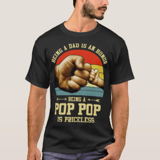 Vintage Pappa Pop Pop Kid Pappa Grandpa Fars dag T T Shirt