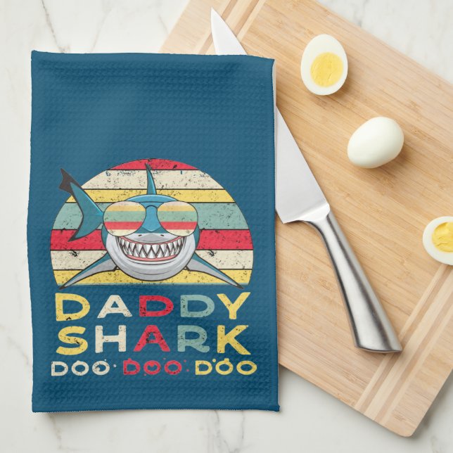 Vintage Pappa Shark "Doo Doo Doo" Kökshandduk (Vikt i Fjärdedel)