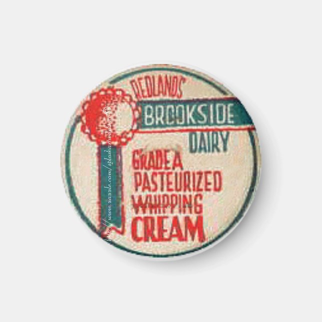"Vintage papper cap-Redlands Brookside Dairy" Magnet (Framsidan)