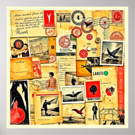 Vintage Papper Collage Art Poster