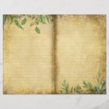 Vintage Papper Grönt Sidan Foliage Journal