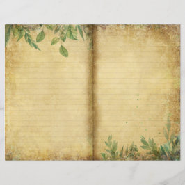 Vintage Papper Grönt Sidan Foliage Journal