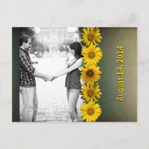 Vintage Papper Gult Solrosfoto Spara datum Meddelande Vykort
