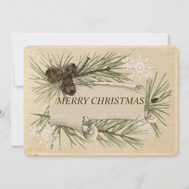 Vintage Papper, Helgdag, jul, Anpassningsbar Julkort (Framsida)