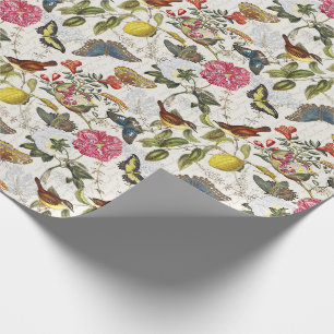 Vintage Papper inkapsling av botaniska fjärilar Presentpapper