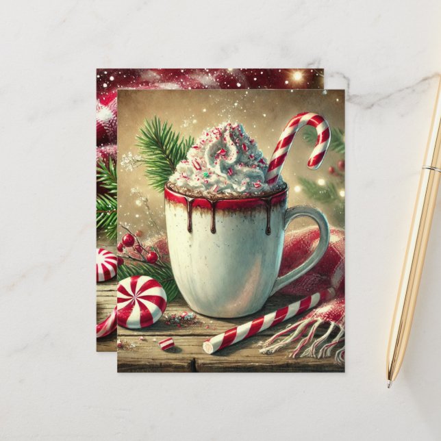 Vintage Papper julpeppermint Mocha-skrapbok (Fram/Back In Situ)