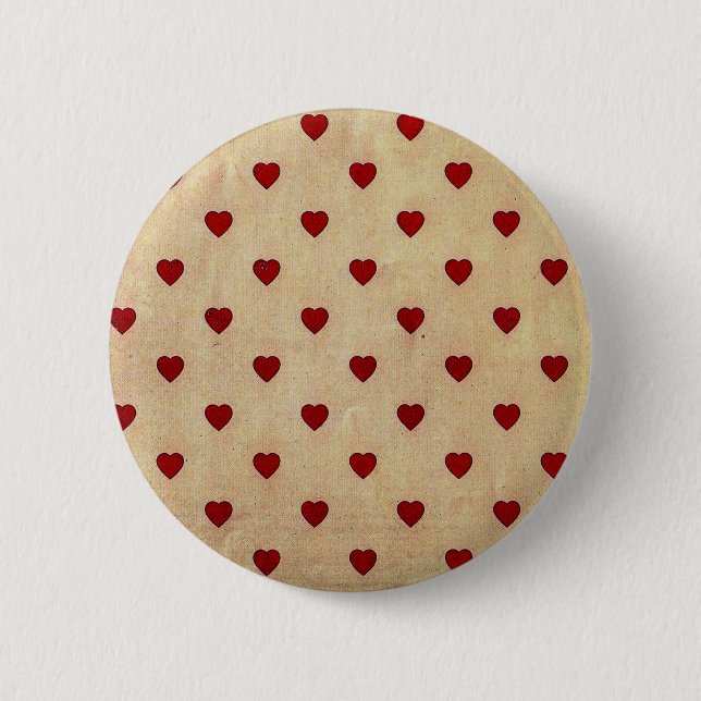 Vintage Papper Polka Hearts Mönster Knapp (Framsida)