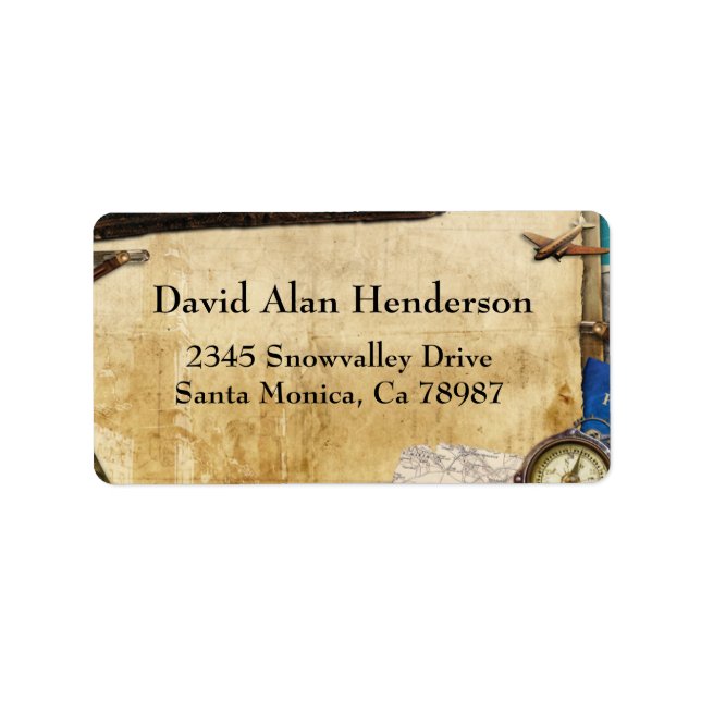 Vintage Papper World Travel Address Label Adressetikett (Framsidan)